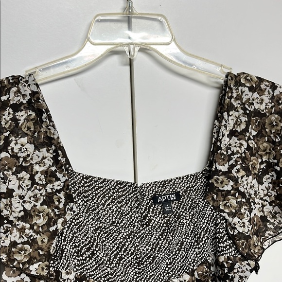 Apt. 9 Women's Black and Brown Floral Boho Blouse - Picture 3 of 12